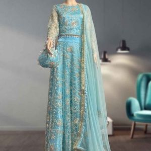 "Sky" Womens Blue Lehenga Choli with Matching Purse